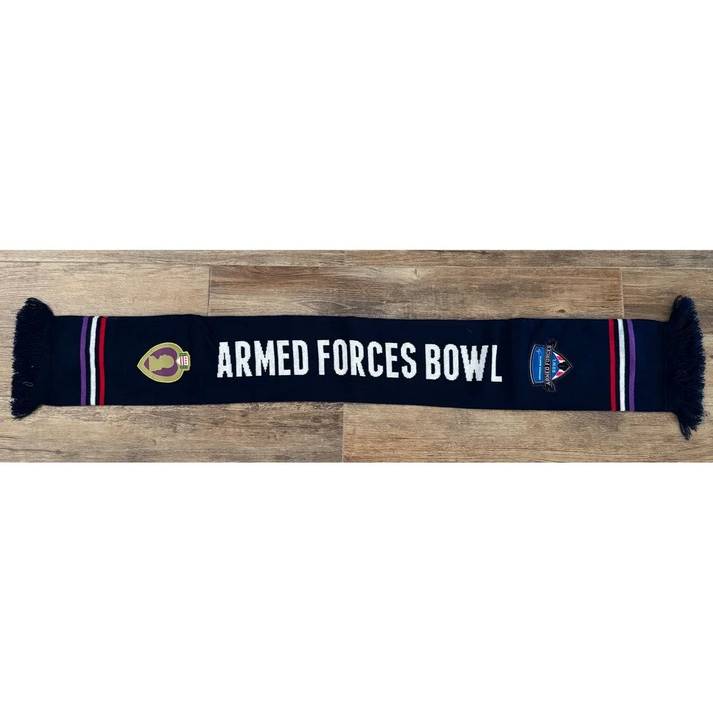 Armed Forces‎ Bowl Scarf Navy Blue Purple White Red Stripe Fringed